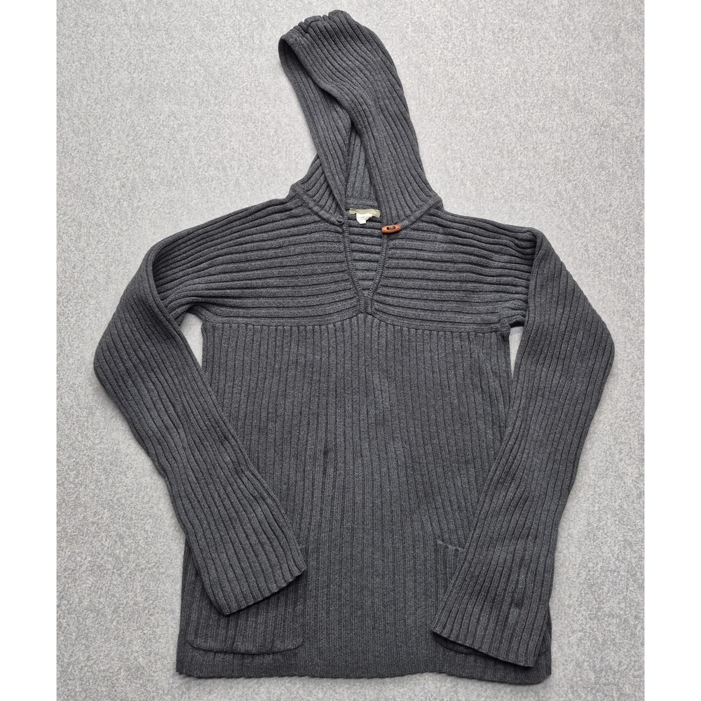 J.Crew Sweater Womens S Gray Ribbed Knit Pullover Hoodie Long Sleeve Casual Y2K